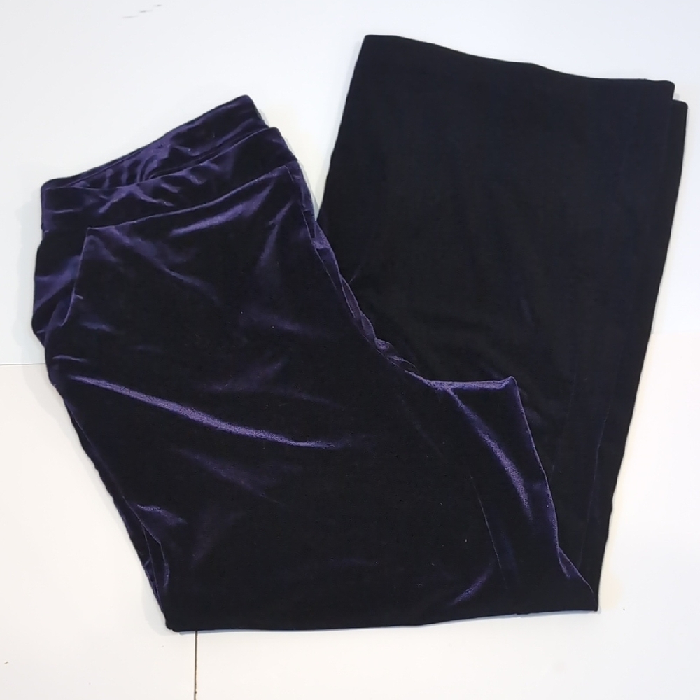 Michel Studio Purple Wide Leg Velour Pants Plus Size 18